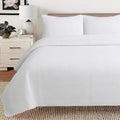 Cozy Line Home Fashions 100% Cotton Square Check Stitch Solid White Quilt by CozyLineHomeFashions