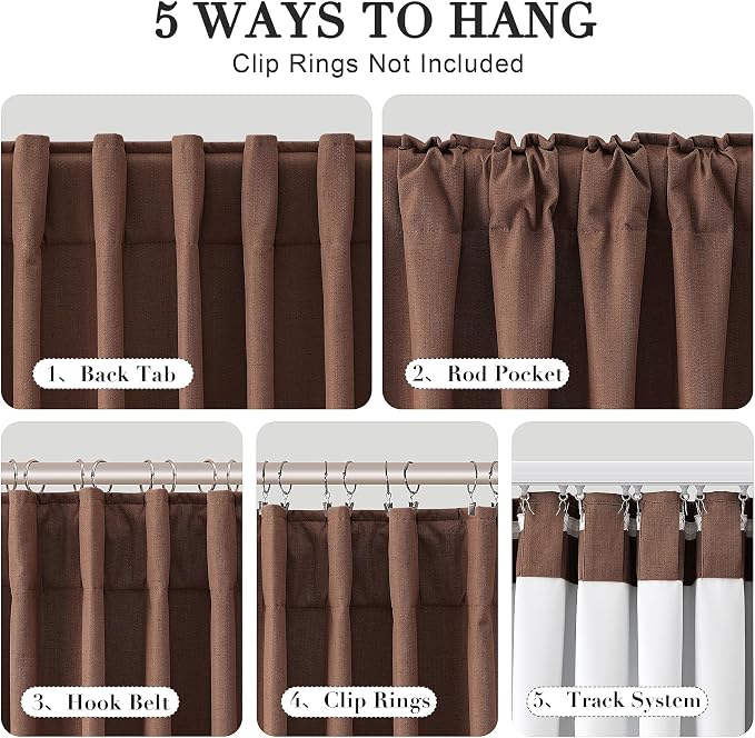 Joywell 100% Blackout Linen Curtains 108 Inch Long - Image 2