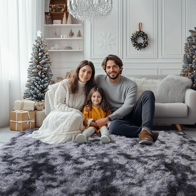 4x6 Dark Grey Fluffy Shag Rug for Bedroom, Plush Washable Carpet | Area Rug for - Image 2
