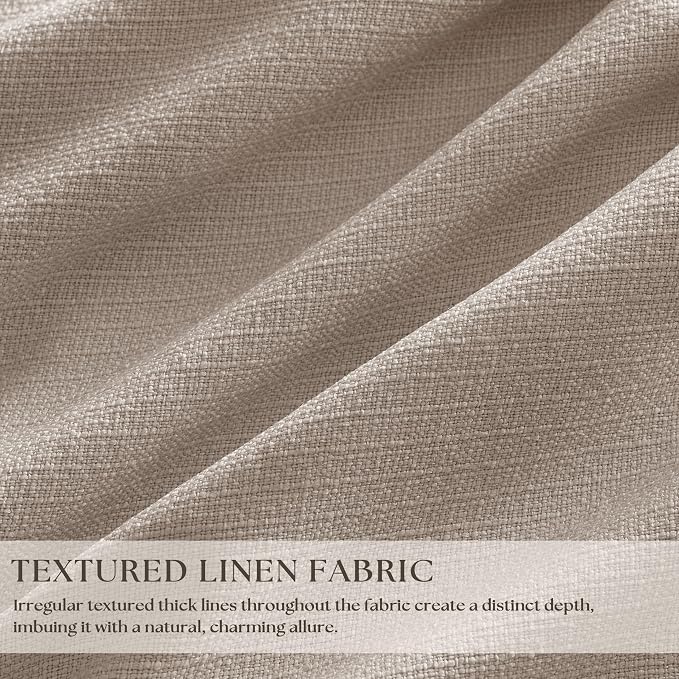 Burlywood Birch Pinch Pleated Blackout 100 Inch Linen Curtains Dual Layer | - Image 2
