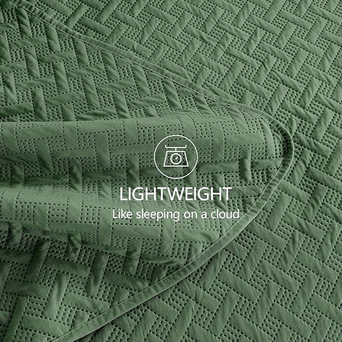 FLYMME Queen Quilt Bedding Set Olive Green Lightweight Bedspreads Full Size - Image 6