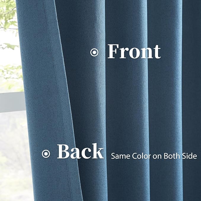 Back Tab Pleated Full Blackout Curtains 102 Inches Long, Linen Textured Tall - Image 4