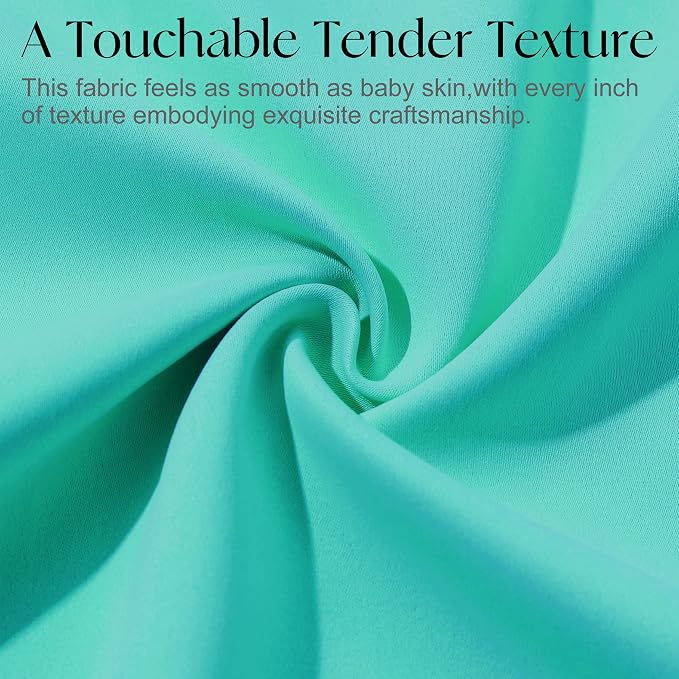 Etherealveil Turquoise Green Pinch Pleated Blackout Curtains 2P 52"x96" | Back - Image 6