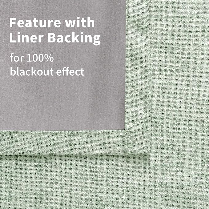 YoungsTex Sage Green Linen Blackout Curtains 72 Inch Length - Image 8