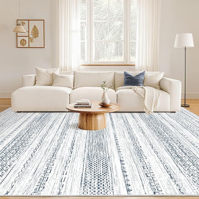 Nakagishi 8x10 Area Rugs Living Room: Washable Boho Large Neutral Soft - Image 3