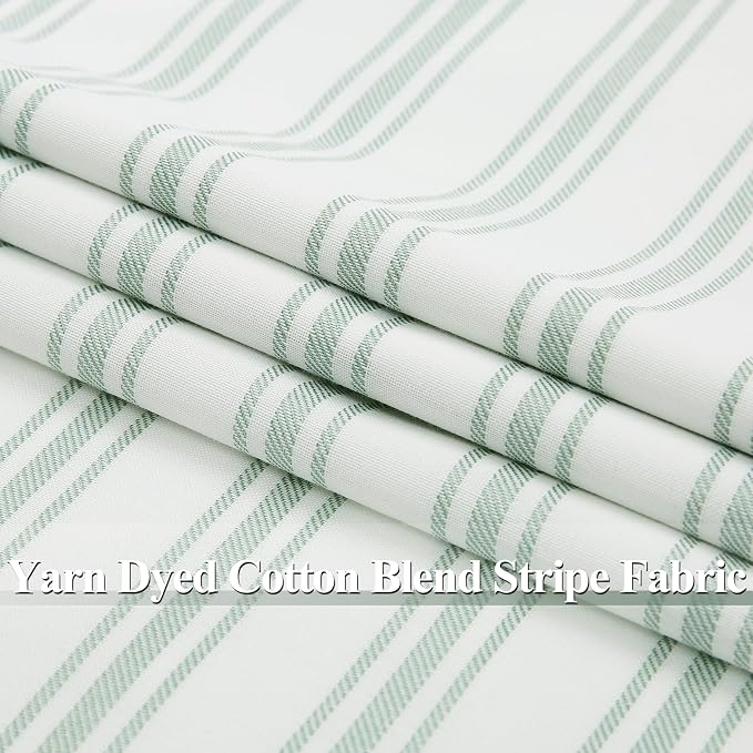ZJDECOR 72 Inch Green White Striped Full Blackout Curtain Panels | Stripe on - Image 5