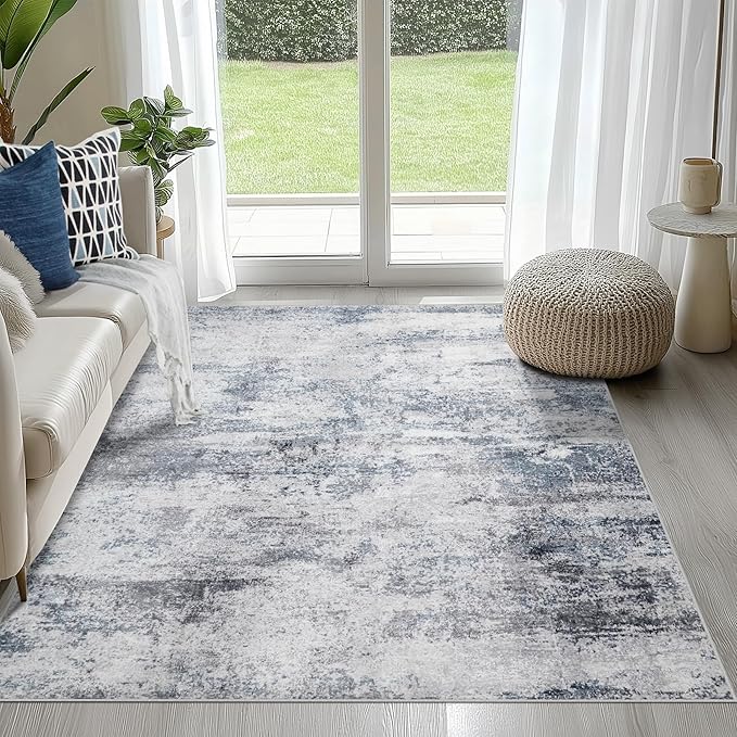 4x6 Area Rugs for Living Room Washable Bedroom Dining Room Blue Grey | Modern by Aelenmu