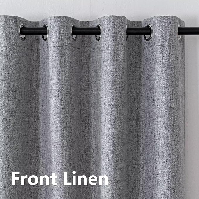 IGEMAEVE Blackout Curtains for Bedroom Grommet Grey 100" W x 84" L | Bedroom | - Image 2