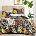 Yiran California King Quilt Black, Sunflower Floral Bedspreads Bedding Set | 3 by Yiran