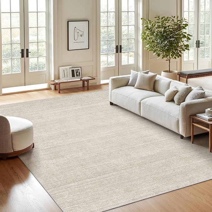 8x10 Area Rugs for Living Room, Large Washable Rug Non Slip Beige | Soft Low - Image 3
