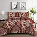 DJY Damask Quilt King Size, Boho Lightweight Bedding Set 3 Pcs, Burgundy | by HOME