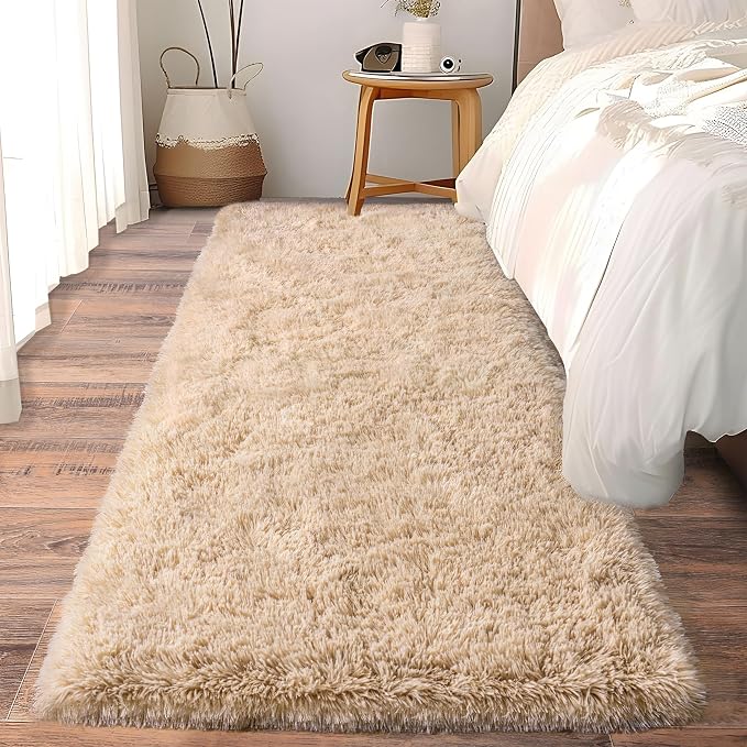 Soft Runner Rugs for Bedroom Hallways, 2 Packs 2x6 Beige Fluffy Shag Throw Area - Image 8