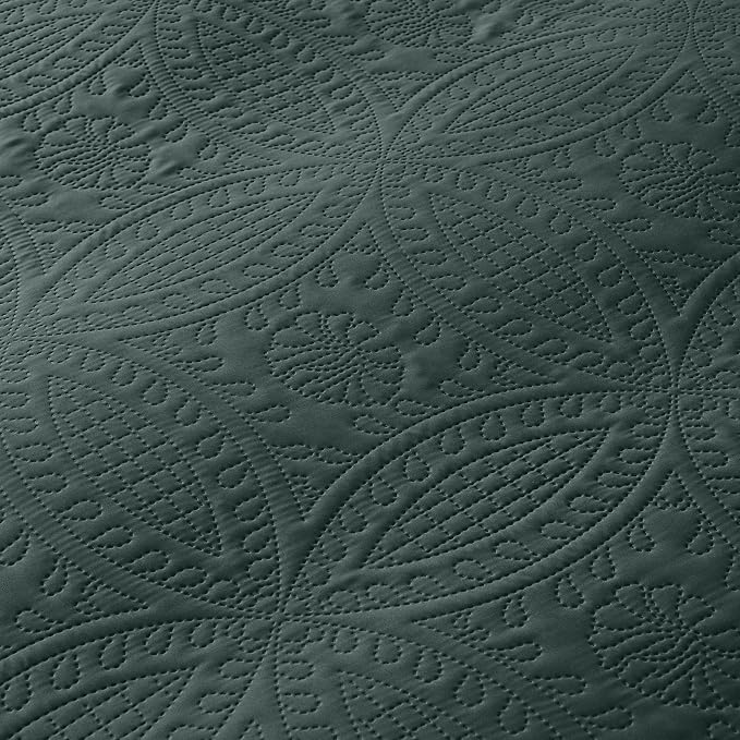 akkialla Mocha Forest Green Twin Quilt Set, Ultrasonic Lightweight Bedspread - Image 7