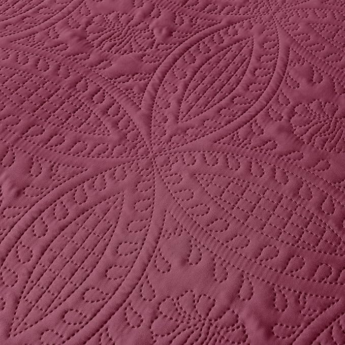 akkialla 118"x106" Burgundy California King Quilt Set, Oversized Floor-Length - Image 7