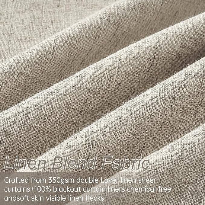 Topfinel Burlywood 100 Inches Long Linen Curtains - Image 3
