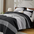California King Quilt Set Black White, 3 Pieces Grey Bedspreads | Ultra Soft by Andency