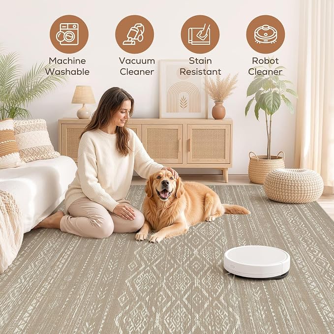 Nakagishi Area Rug Living Room Rugs: 9x12 Large Soft Machine Washable Boho - Image 3