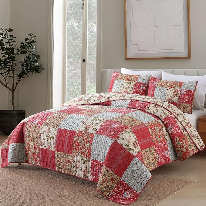 Secgo King Size Comforter Set- 100% Cotton Quilt King Size Set, Sage bedspreads - Image 6