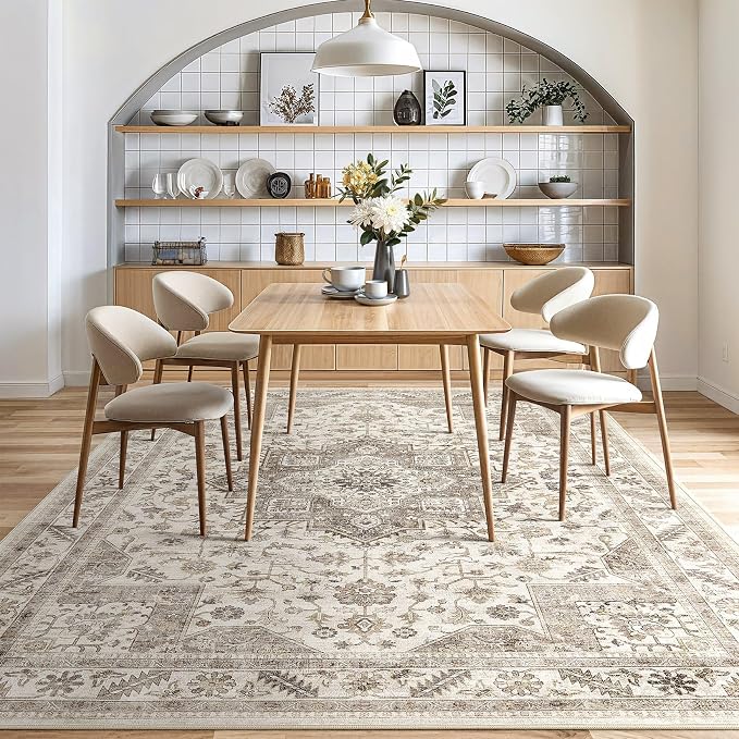 cotiled 6x9 Area Rug for Living Room, Traditional, Light Brown | Soft - Image 8