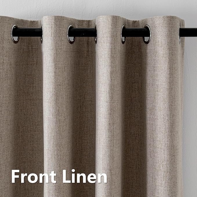 IGEMAEVE Blackout Curtains for Bedroom Rod Pocket Linen 52" W x 96" L | Living - Image 6