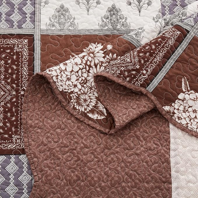 Full/Queen Size Quilt Set 3 Pieces Lightweight Reversible Bedspread-90''x98'' - Image 8