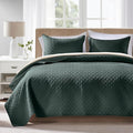 FLYMME Quilts Queen Size, Lightweight Forest Green Bedspreads, Basket Weave by FLYMME