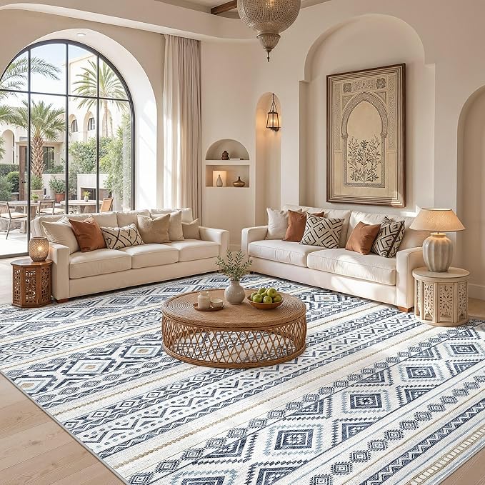 cotiled Boho 8x10 Area Rugs for Living Room: Large Moroccan Washable Rug | - Image 5