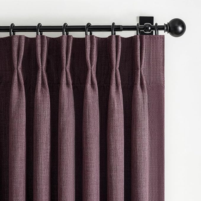 Dark Purple Blackout Pinch Pleated 84 Inch Bedroom Curtains 2 Panels Set by PleatedDrapes