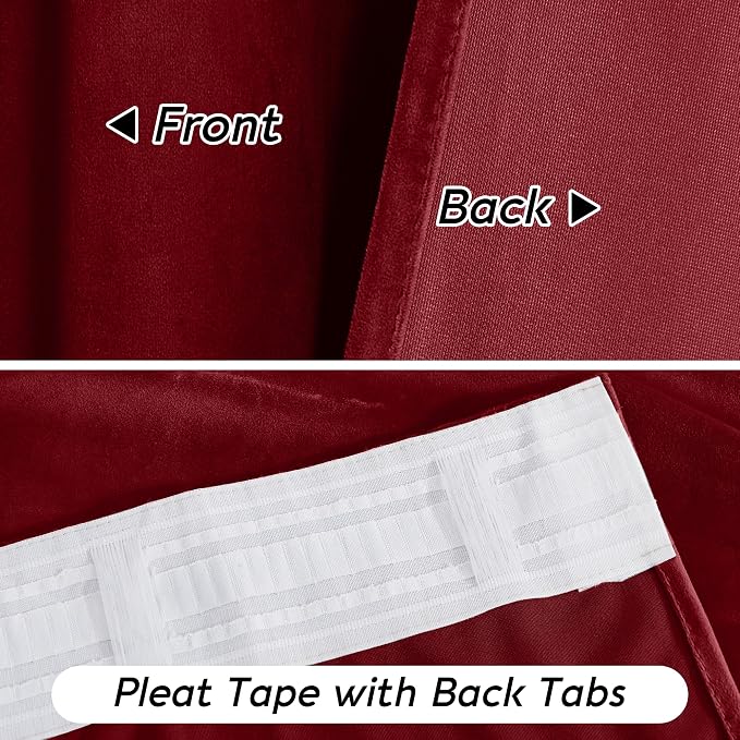 RYB HOME Red Velvet Blackout Curtains 96 inches - Image 5