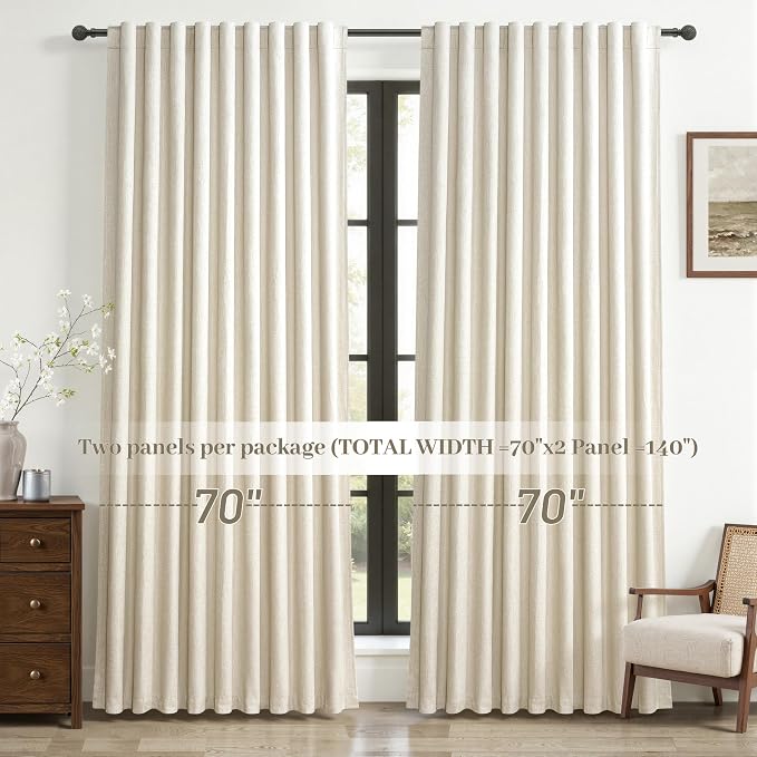 Cute Blackout Curtains 70 Inches Extra Wide Linen 84 Inch Length - Image 6