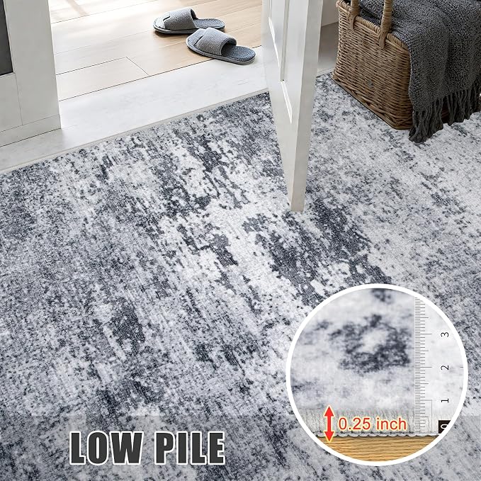 10x14 Area Rug Living Room: Modern Washable Indoor Soft Carpet Grey | - Image 8
