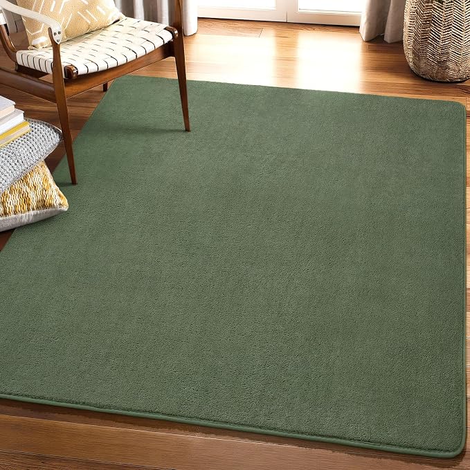 4x4 Square Area Rugs for Bedroom Living Room, Sage Green Fluffy Rug | Thickened - Image 9