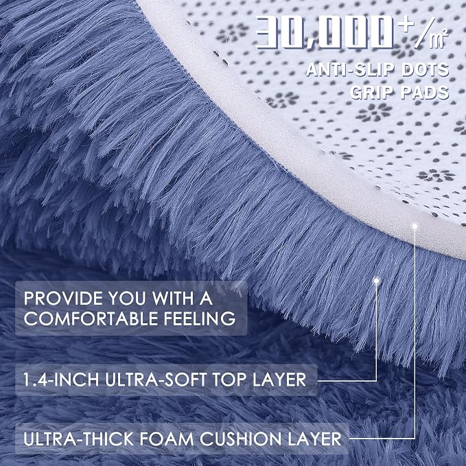 OLANLY 3x5 Machine Washable Small Bedside Rug, Soft Fluffy Shaggy Rugs - Image 8