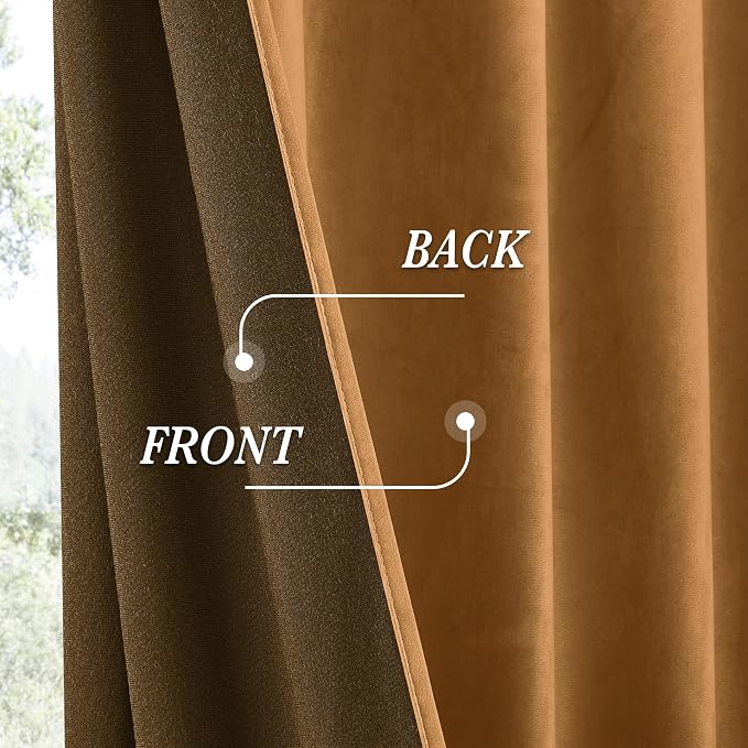 RYB HOME Bronze Velvet Curtains 96 inches - Image 5
