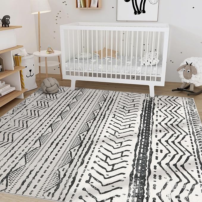 Nakagishi Black Rug Living Room Rugs: 9x12 Machine Washable Boho Large Neutral - Image 7