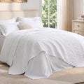 Love's cabin King Quilt Set White, Bed in a Bag King Size Bedding 7 Pieces by Lovescabin
