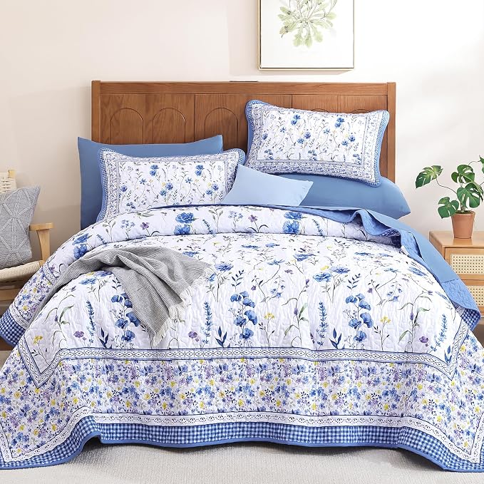 WONGD Bedding Floral Quilt Set King - Image 8