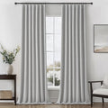 Grey Linen Room Darkening Curtains 95 Inches Long 2 Panels Set by QJMYDECO