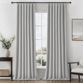 Gray 100% Black Out Linen Curtains 112 Inches Long 2 Panels Set by QJMYDECO