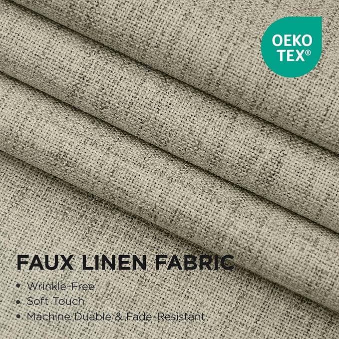 Joydeco Linen Curtains 96 Inch Long Blackout Curtains 2 Panels Set, Faux Linen - Image 4
