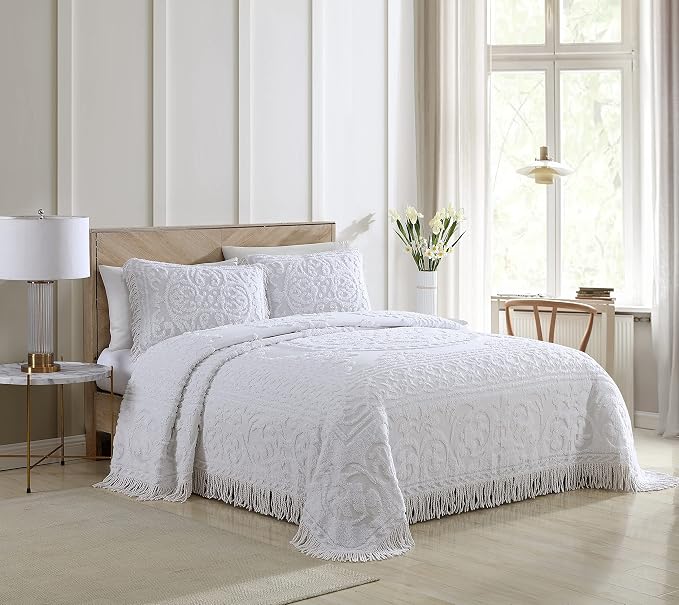 Beatrice Home Fashions Medallion King Cotton Chenille Sham, cozy plush 100% - Image 2