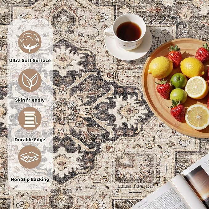 cotiled 5ft Round Living Room Area Rug, Traditional, Dining Room, and Home - Image 3