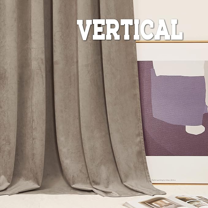 RYB HOME Velvet Curtains 102 inches Long, Extra Long High Ceiling Curtains | - Image 7
