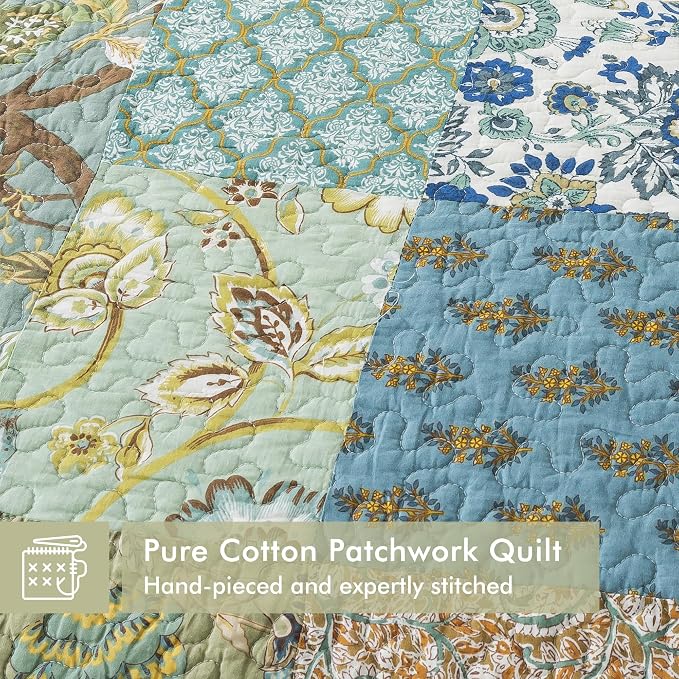 Etwel 100% Cotton Patchwork King Size Quilt Set - Image 2