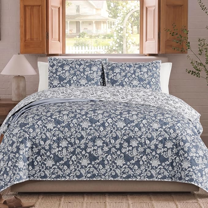 Twin/Twin XL Quilt Set-2 Pieces Soft Bedding Floral Reversible Coverlet | All - Image 6