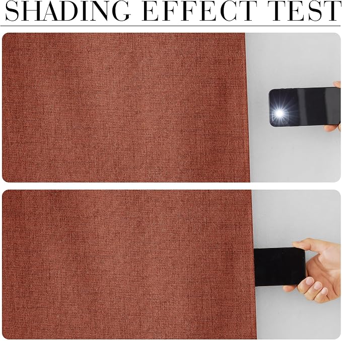 RYB HOME 100% Blackout Linen Textured Curtains 90 Inch Long - Image 6