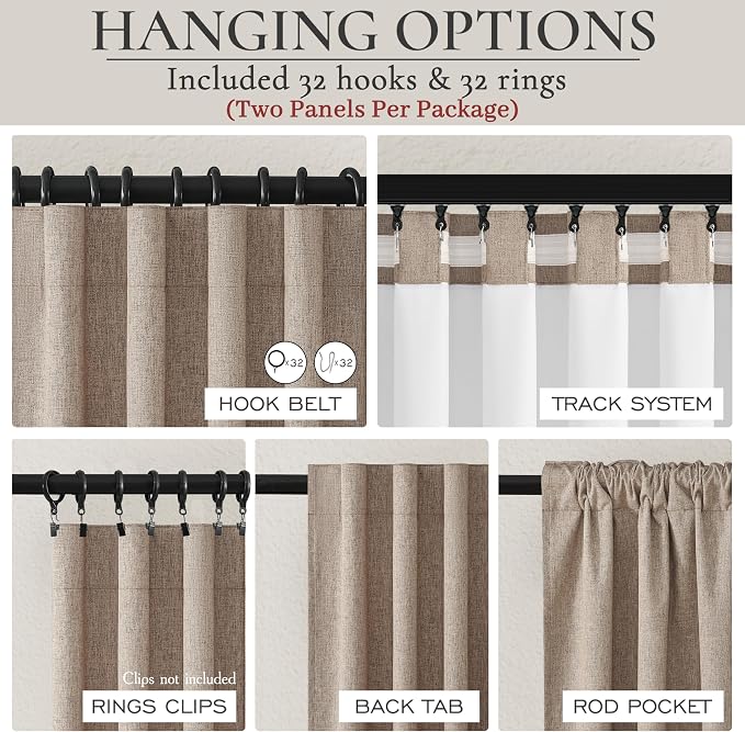 Dark Flax Blackout Linen Curtains 105 Inches Long - Image 3