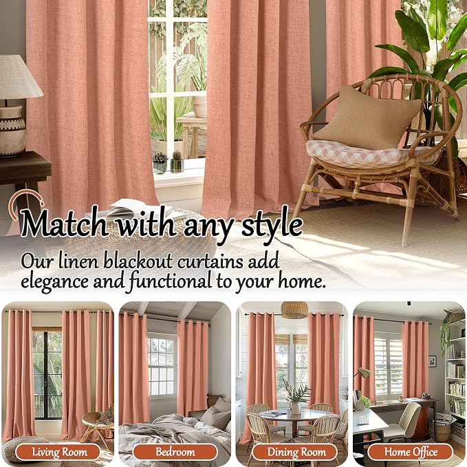Short Terracotta Blackout Curtains 40 Inch Length 38 Wide, 2 Panels | Thermal - Image 7