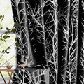 FMFUNCTEX 100% Blackout Black Silver Foil Tree Curtains 84 Inch 2 Panels | by Fmfunctex