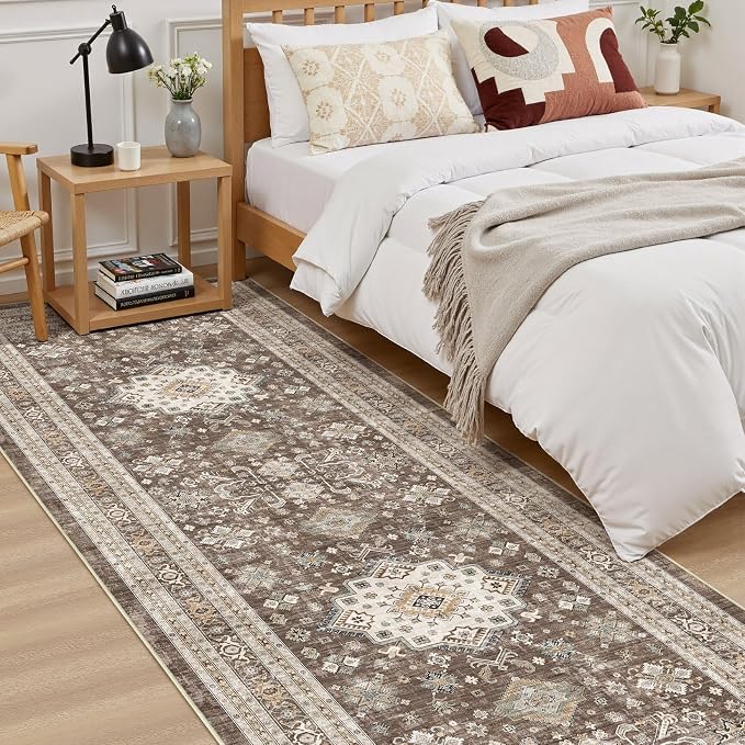 cotiled 3x8 Hallway Runner Rug for Entryway, Non-Slip Vintage, Dark Brown | - Image 3